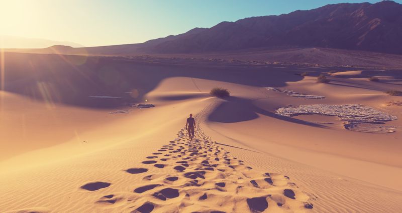 someone walking through the desert