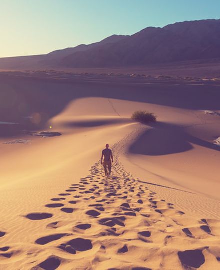 someone walking through the desert
